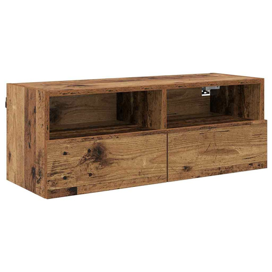 Meuble tv mural bois ancien 80 x 30 x 30 cm bois d'ingénierie