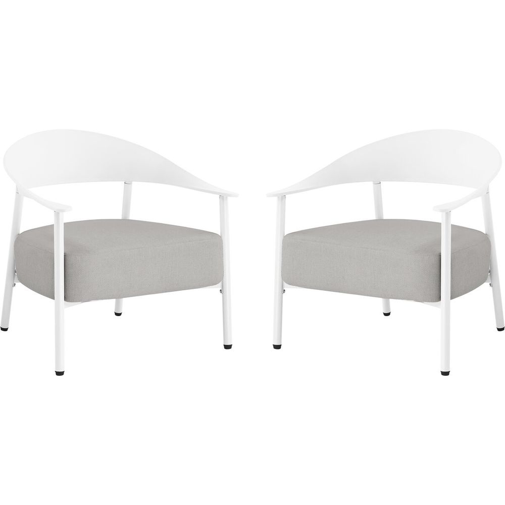 Lot de 2 fauteuils de jardin en plastique et en métal 