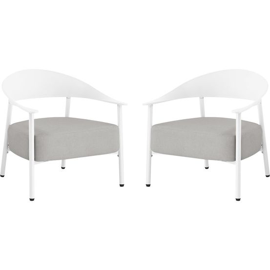Lot de 2 fauteuils de jardin en plastique et en métal