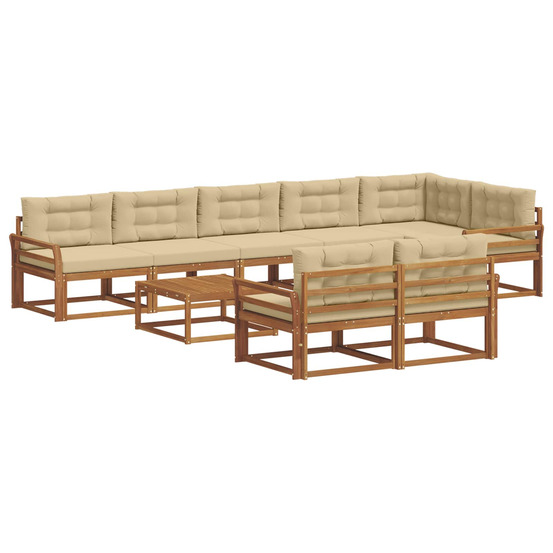 Ensemble de canapés d'extérieur 9 pcs naturel et beige
