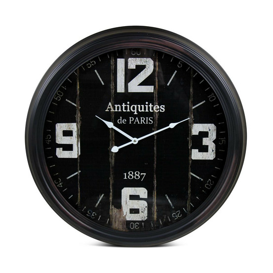 Horloge ancienne murale antiquités de paris métal noir - décoration d'autrefois