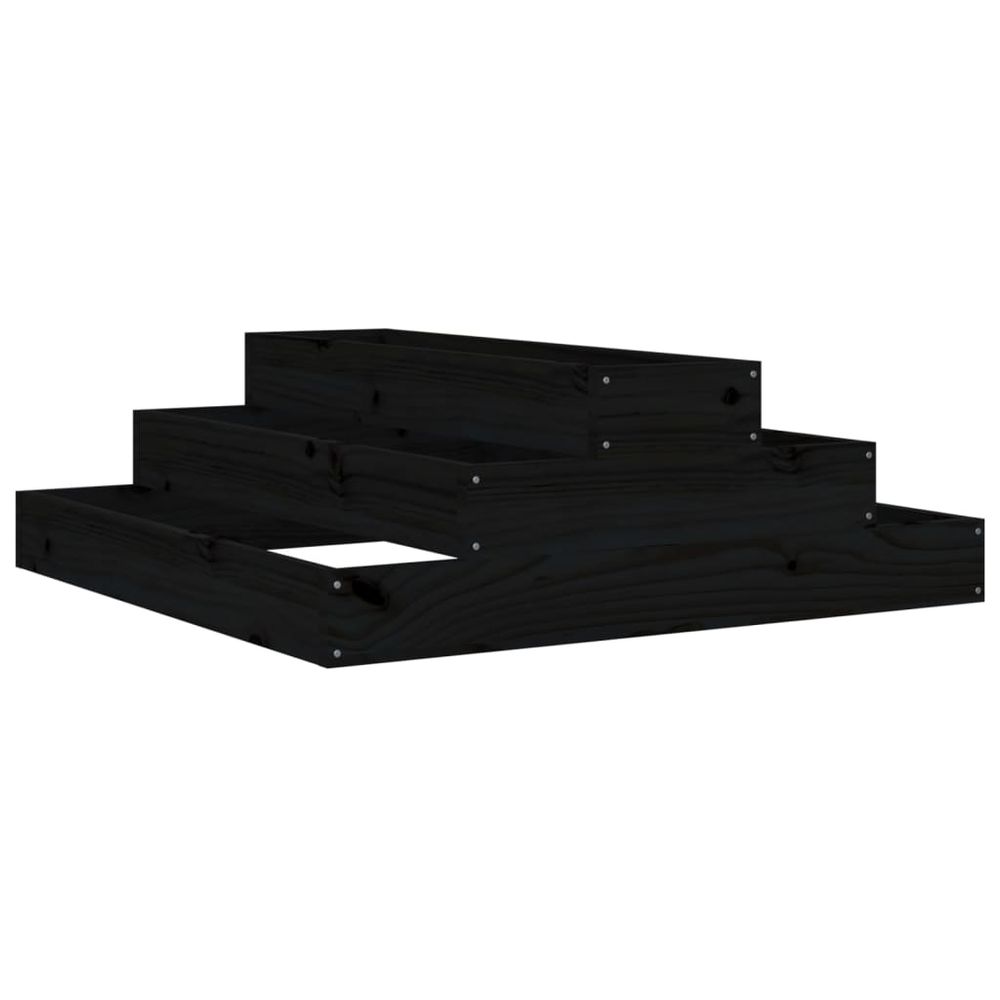 Jardinière noir 80x80x27 cm bois massif de pin
