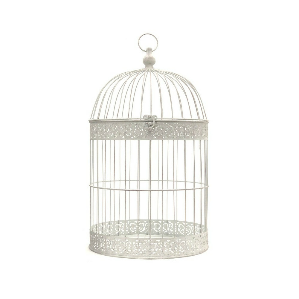 Cage à oiseaux ronde en métal blanc ø.30 x ht.48 cm