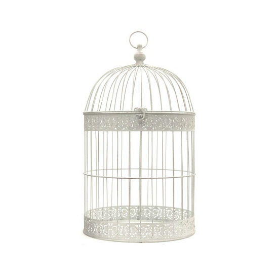 Cage à oiseaux ronde en métal blanc ø.30 x ht.48 cm
