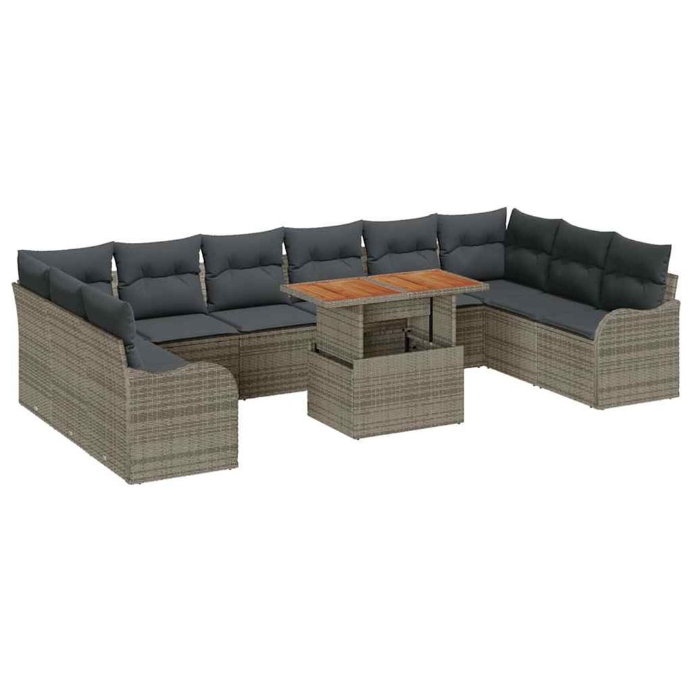 Ensemble de canapé de jardin 11 pc gris poly rotin