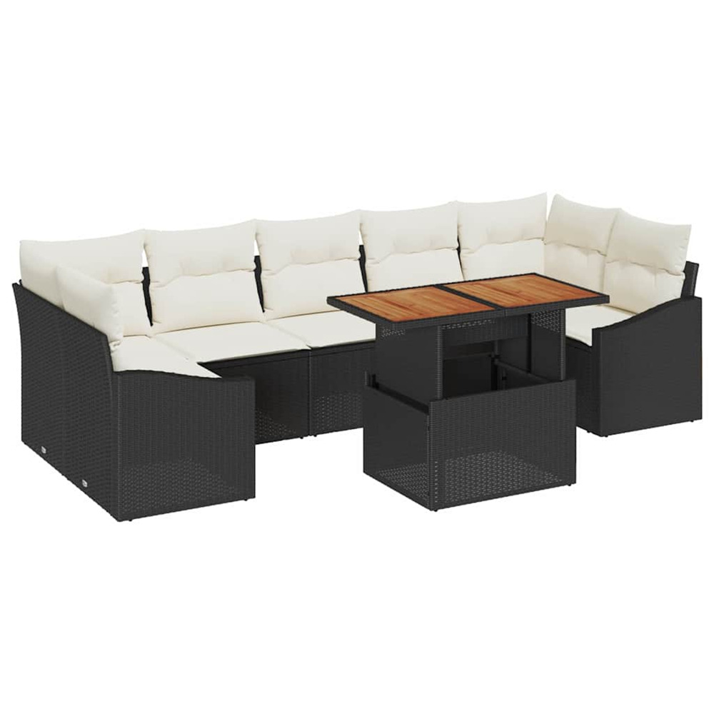 Ensemble de canapé de jardin avec coussin 8 pcs noir et beige