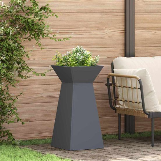 Lot de 2 jardinières hautes trapézoïdales en acier anthracite 73 cm