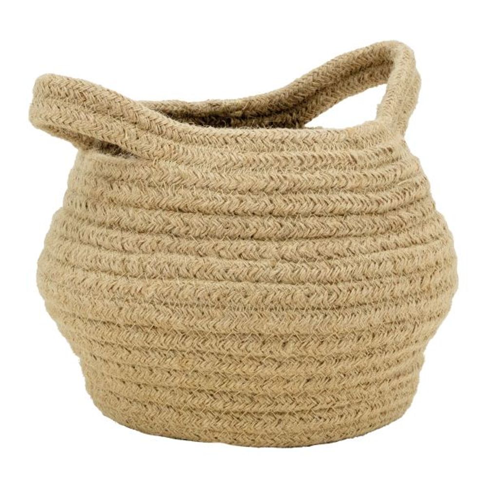 Corbeille ronde en jute naturelle avec 2 poignées