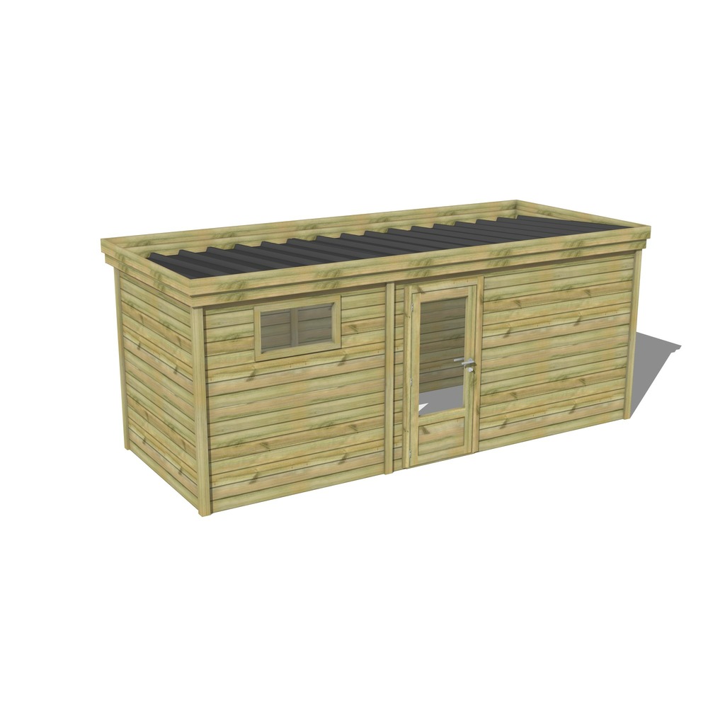 Abri de jardin bois pin traité autoclave 27mm - 5,99x2,14m / 13m2 - bac acier - abri français