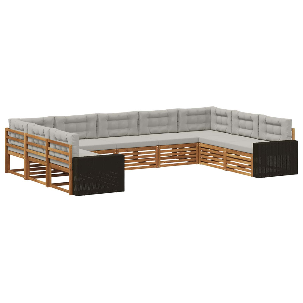 Ensemble de canapés d'extérieur 9 pcs naturel et gris clair