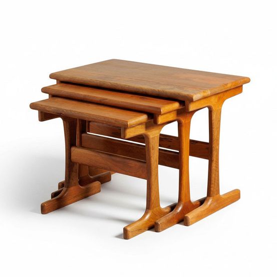 Ensemble tables d'appoint gigognes trato bois de manguier 62x45x38cm