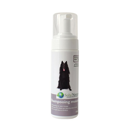 Shampooing sec en mousse sans rinçage chiens - solunature 150 ml