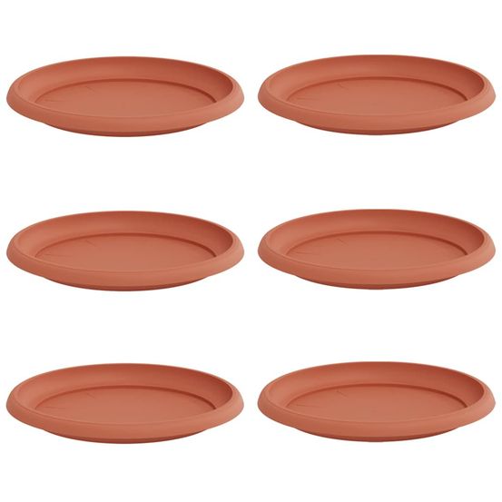 Plateau à fleurs rond 6 pc rouge brique ø 23,5 x 2,5 cm