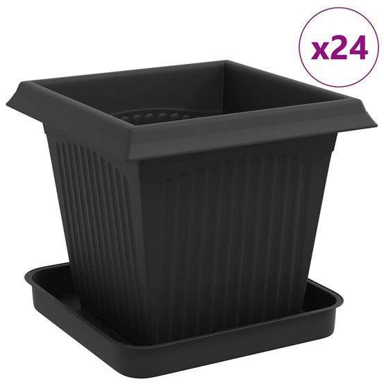 Pots de plantes 24 pc noir plastique