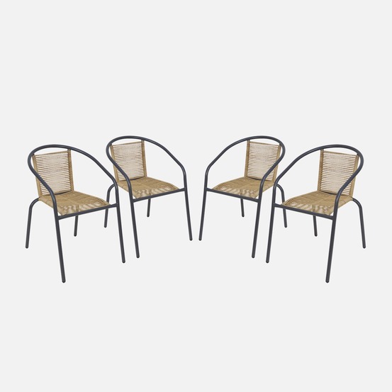Lot de 4 fauteuils de jardin acier et résine - tonala