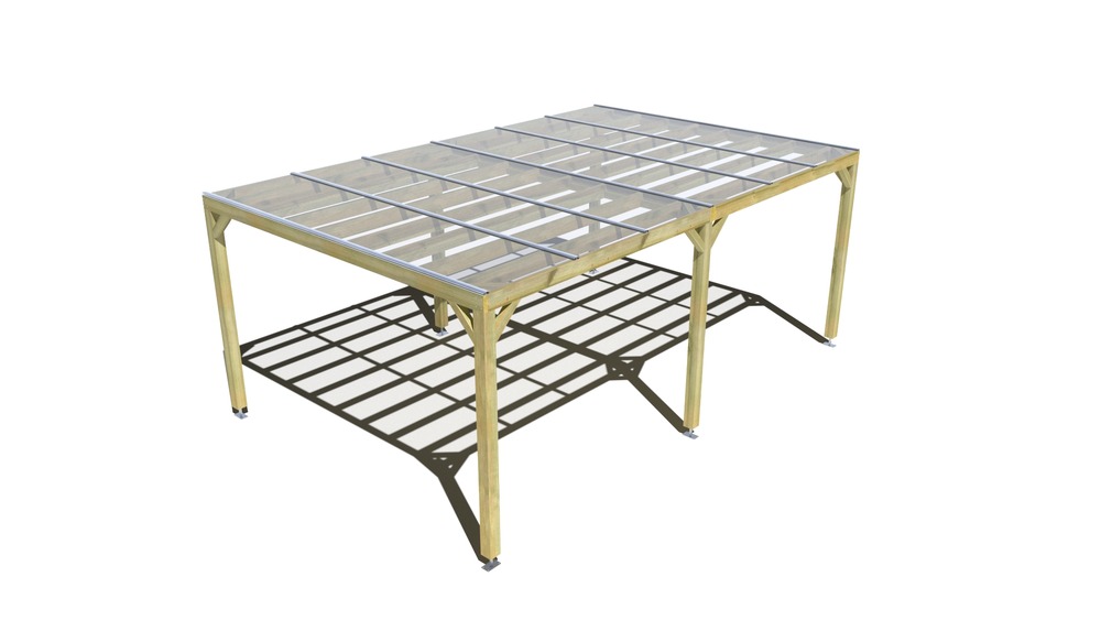Pergola bois • 6m x 4m • indépendante • sens largeur • couverture étanche transparente incluse • livraison comprise