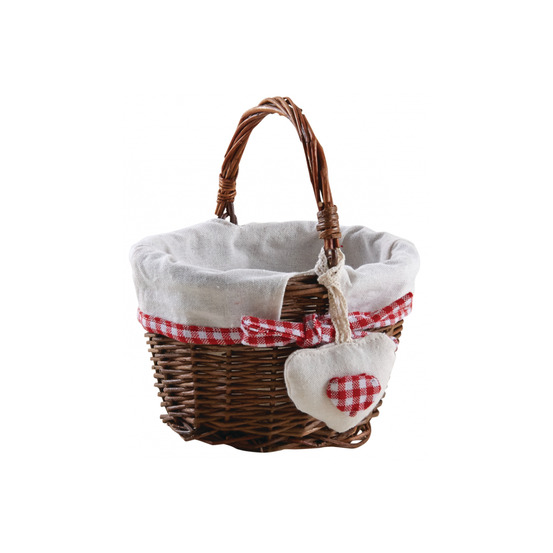 Mini panier en osier brut et vichy