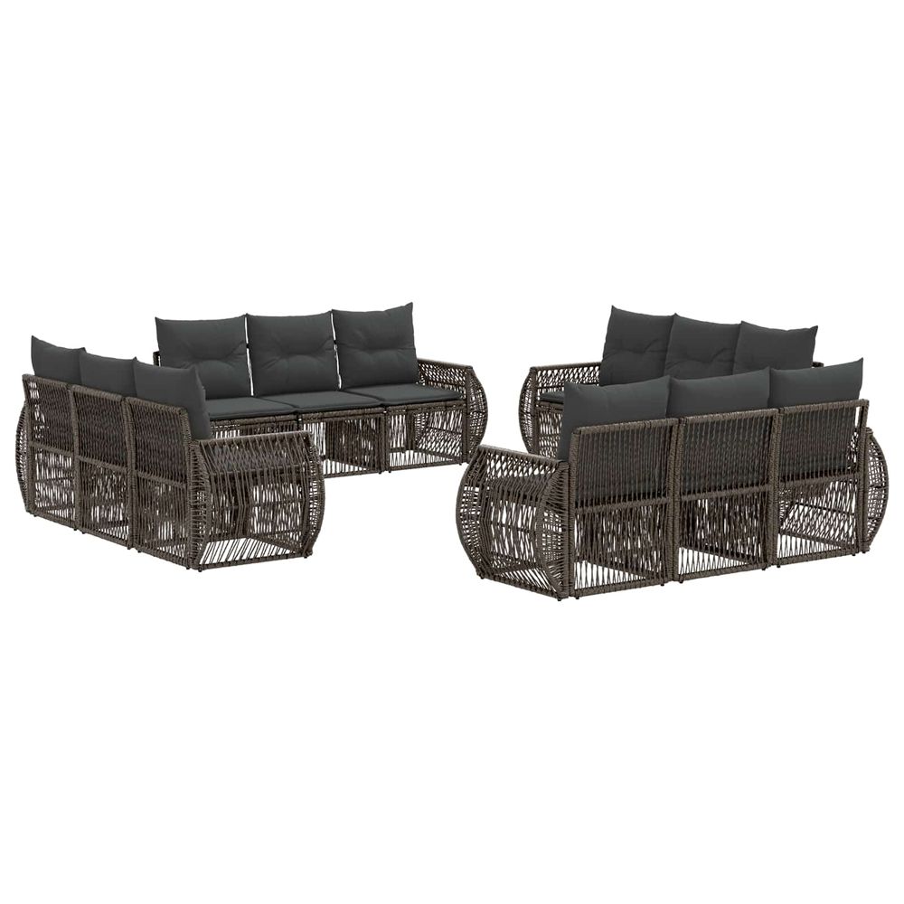 Ensemble de canapé de jardin 12 pc gris et gris foncé polyrotin