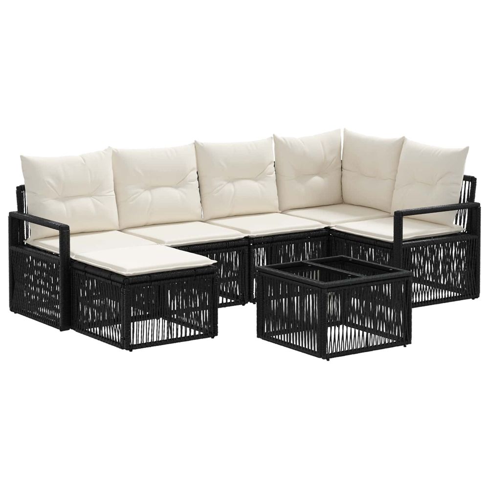 Ensemble de canapé de jardin 7 pc noir polyrotin