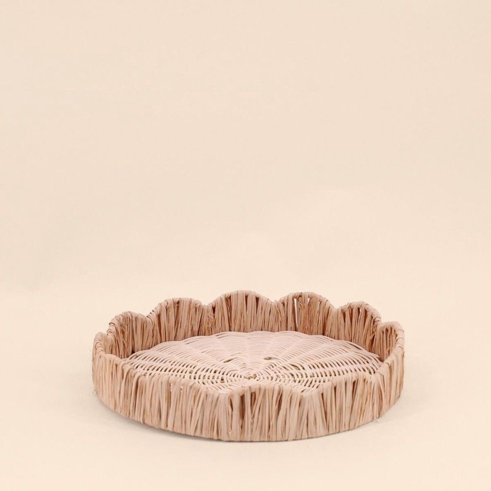 Plateau rond en rotin 30cm, festonne