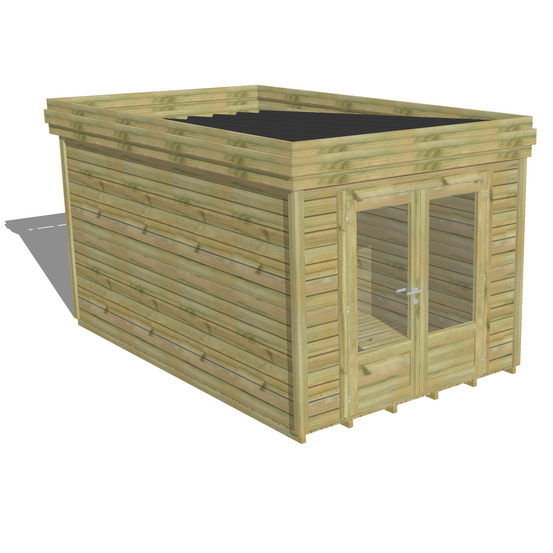 Abri de jardin bois pin traité autoclave 27mm - 2,64x4,34m / 11m2 - bac acier - plancher bois