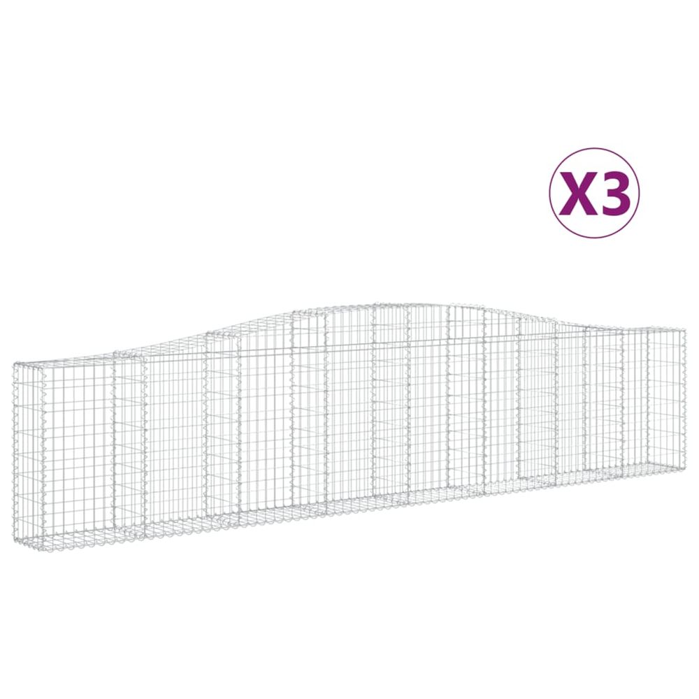 Paniers à gabions arqués 3 pcs 400x30x80/100 cm fer galvanisé