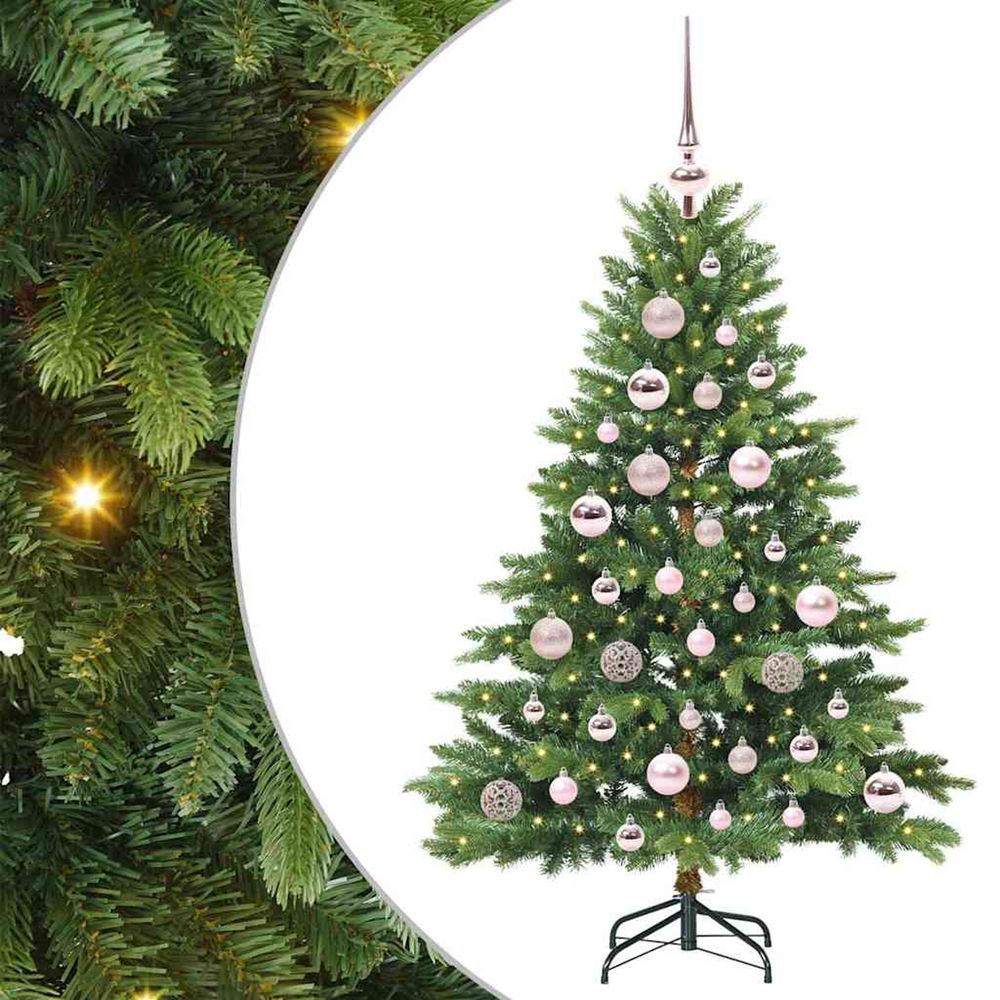Sapin de noël artificiel avec 150 led vert 120 cm pe et pvc