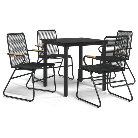 Ensemble à manger de jardin 5 pcs noir rotin pvc