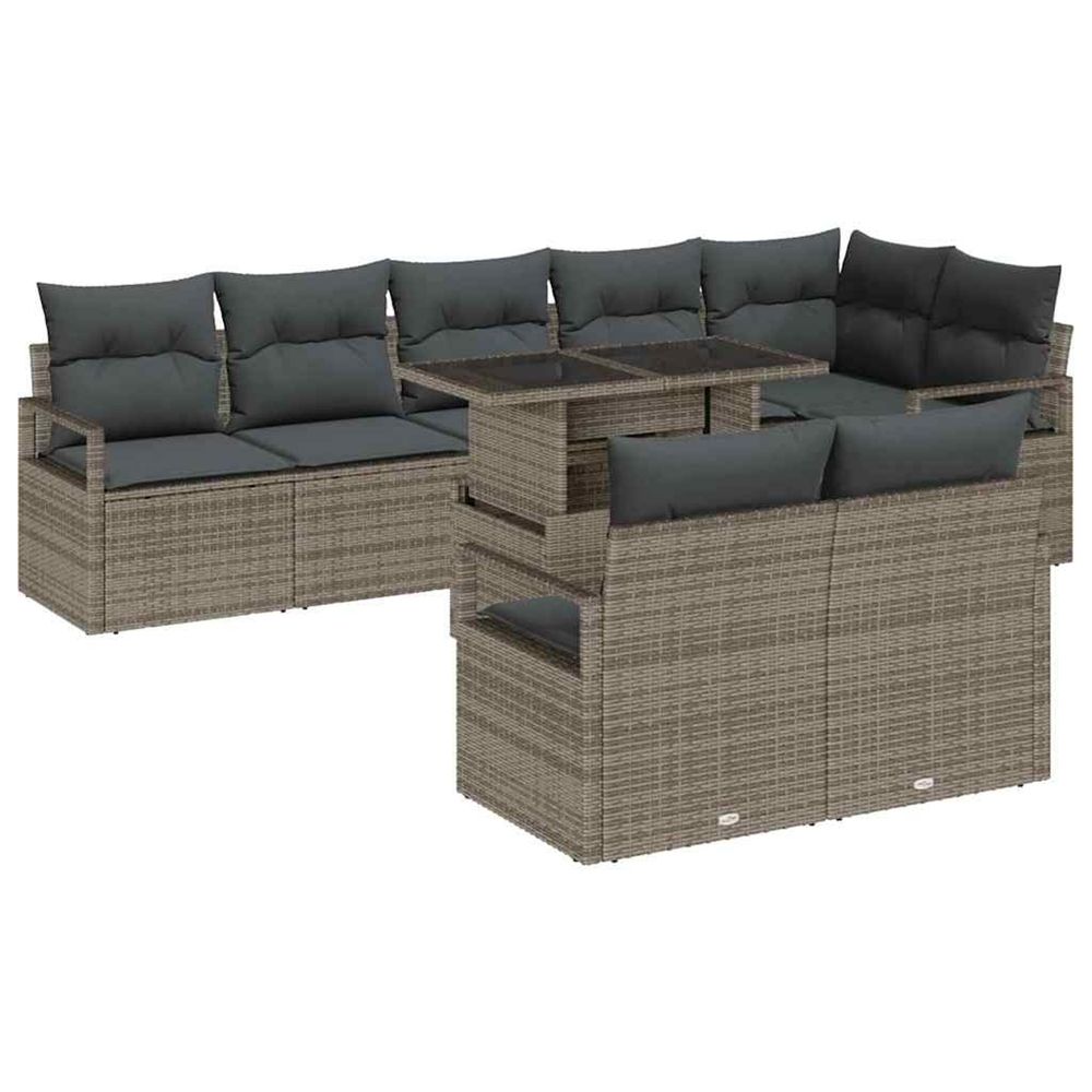 Ensemble de canapé de jardin 9 pc gris poly rotin