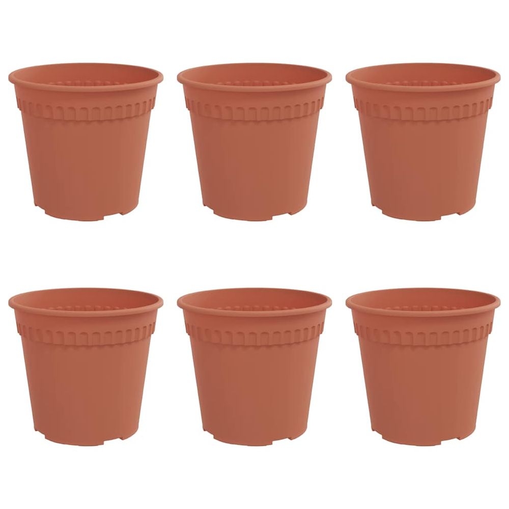 Pot à fleurs rond 6 pc rouge brique ø 19 x 16,5 cm plastique
