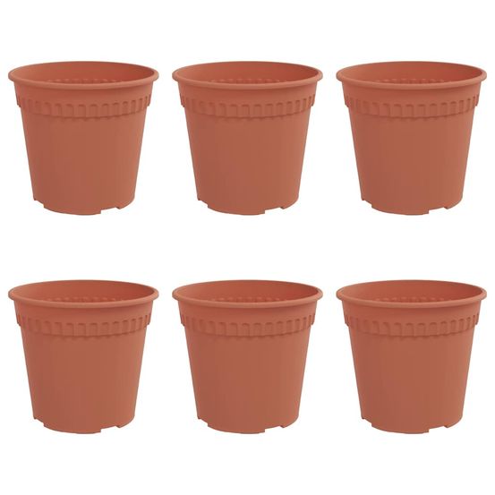 Pot à fleurs rond 6 pc rouge brique ø 19 x 16,5 cm plastique
