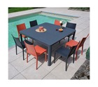 Mimaos - ensemble table et chaises de jardin - 8 places - gris anthracite et terracotta