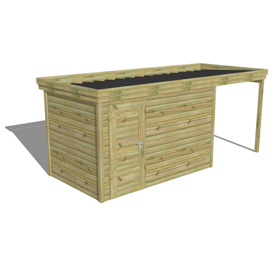 Abri de jardin bois pin traité autoclave 27mm - 5,44x2,14m / 12m2 - bac acier - abri français