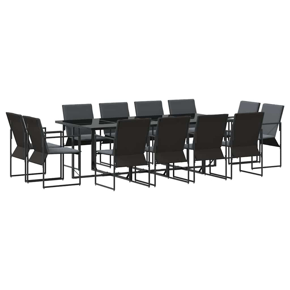 Ensemble de salle à manger pour jardin 13 pcs noir acier