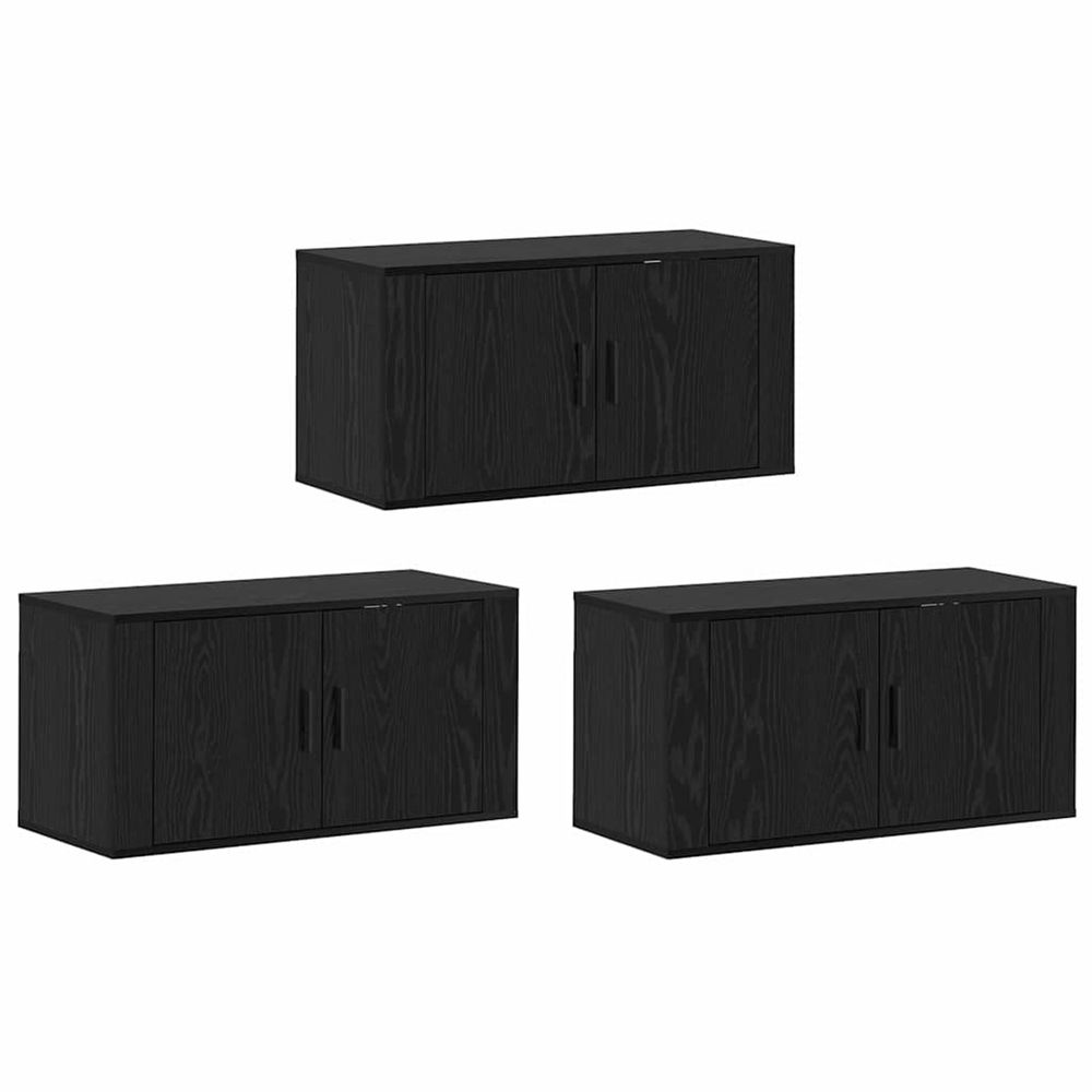 Ensemble de meuble tv mural 3 pc chêne noir bois d'ingénierie