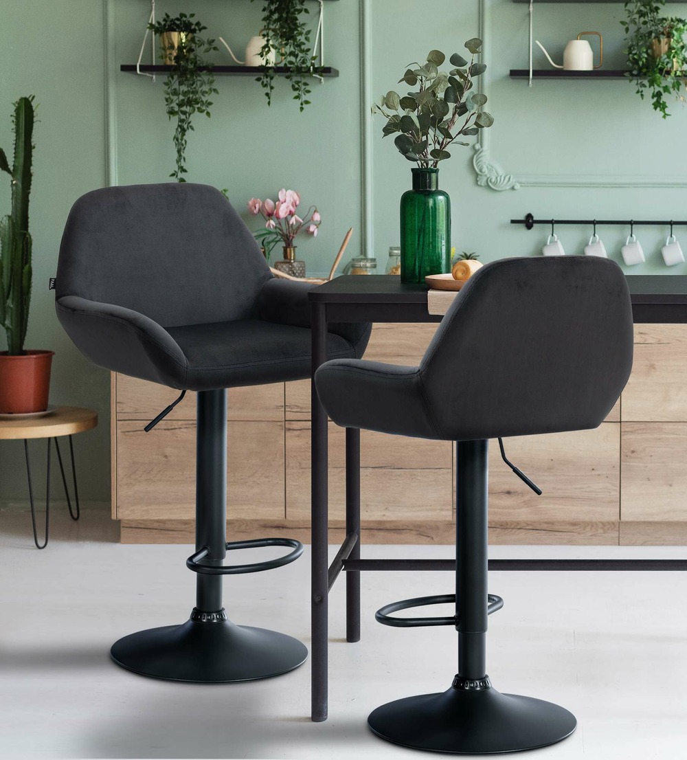 Tabouret de bar braga velours noir