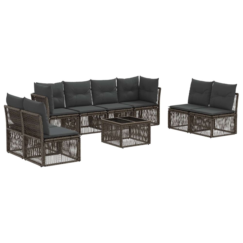 Ensemble de canapé de jardin 9 pc gris polyrotin