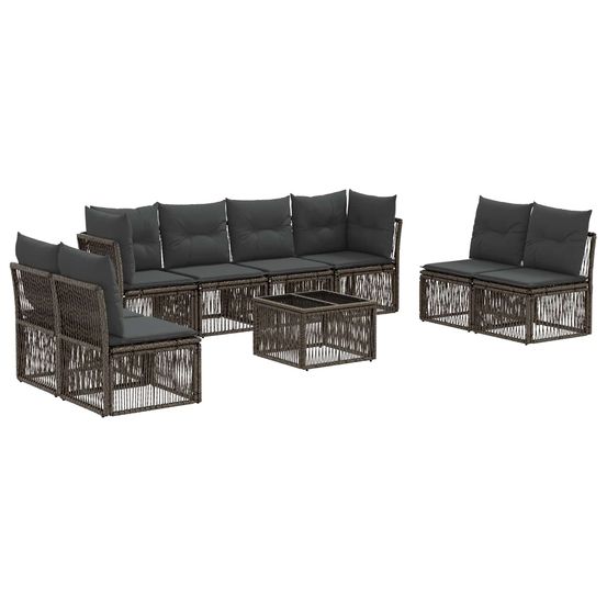 Ensemble de canapé de jardin 9 pc gris polyrotin