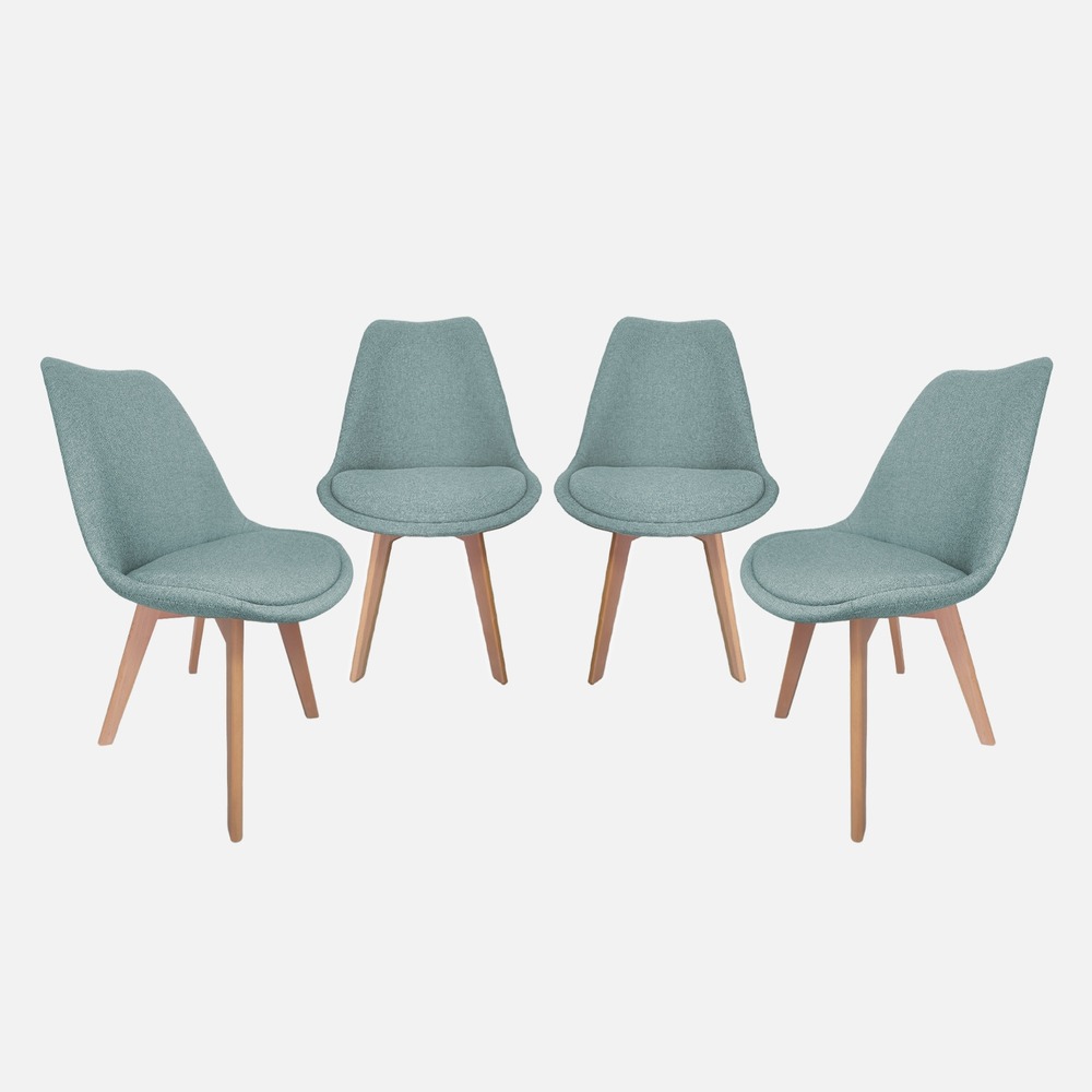 Lot de 4 chaises scandinaves revêtement tissu, pieds bois de hêtre - nils