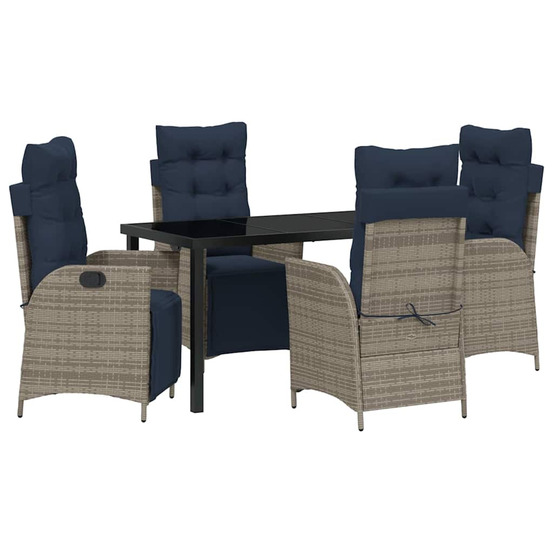 Ensemble de salle à manger pour jardin 5 pcs gris et noir rotin