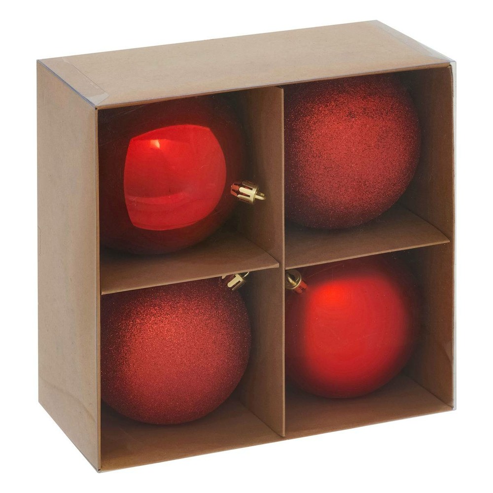 Lot de 4 boules d.10cm polystyrène recyclé rouge