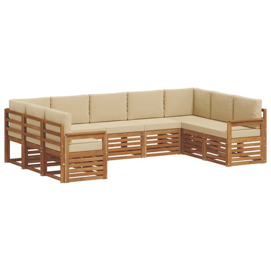 Ensemble de canapés d'extérieur 9 pc naturel et beige