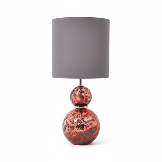 Lampe à poser volcanique rouge verre bullé 25x25x55cm