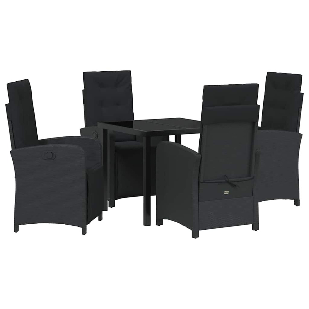 Ensemble de salle à manger pour jardin 5 pcs noir polyrotin