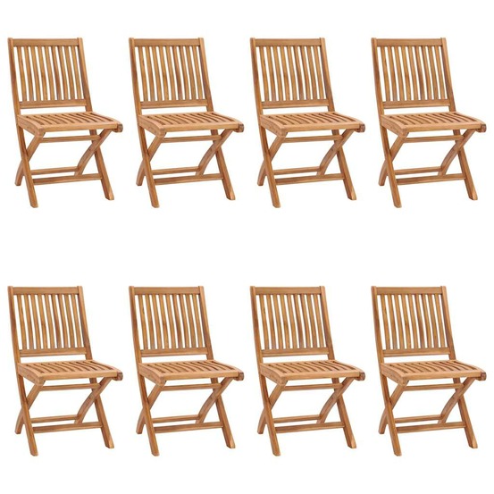 Chaises pliables de jardin avec coussins lot de 8 teck solide