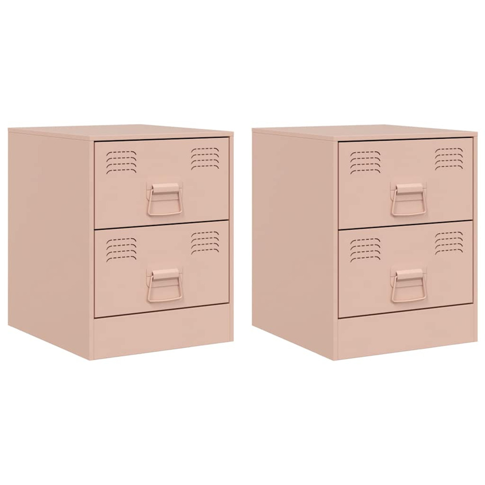 Tables de chevet 2 pcs rose 34,5x39x44 cm acier