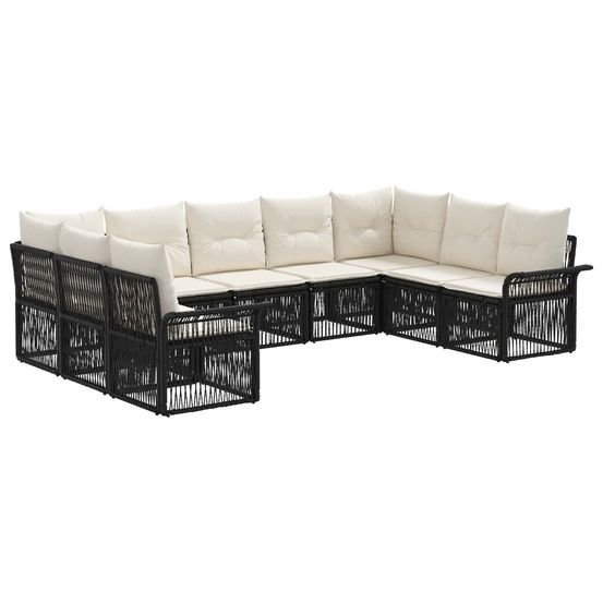Ensemble de canapé de jardin 9 pc noir polyrotin