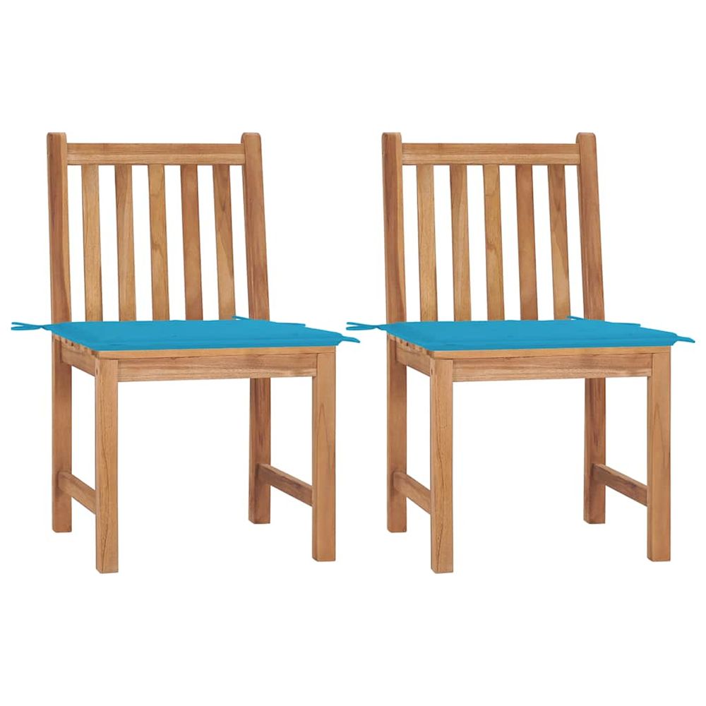 Chaises de jardin lot de 2 avec coussins bois de teck massif