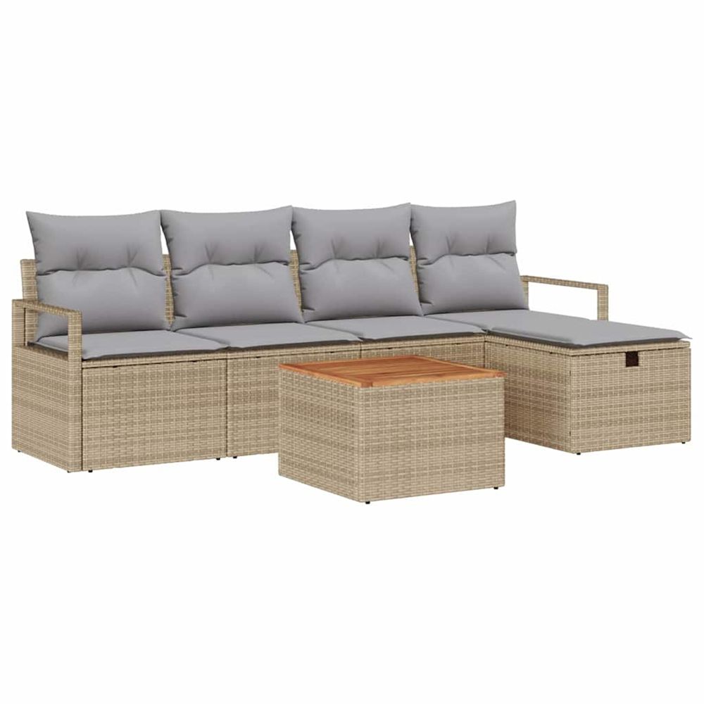 Ensemble de canapé de jardin 6 pc beige polyrotin