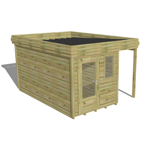 Abri de jardin bois pin traité autoclave 27mm - 3,14x4,34m / 14m2 - bac acier - plancher bois